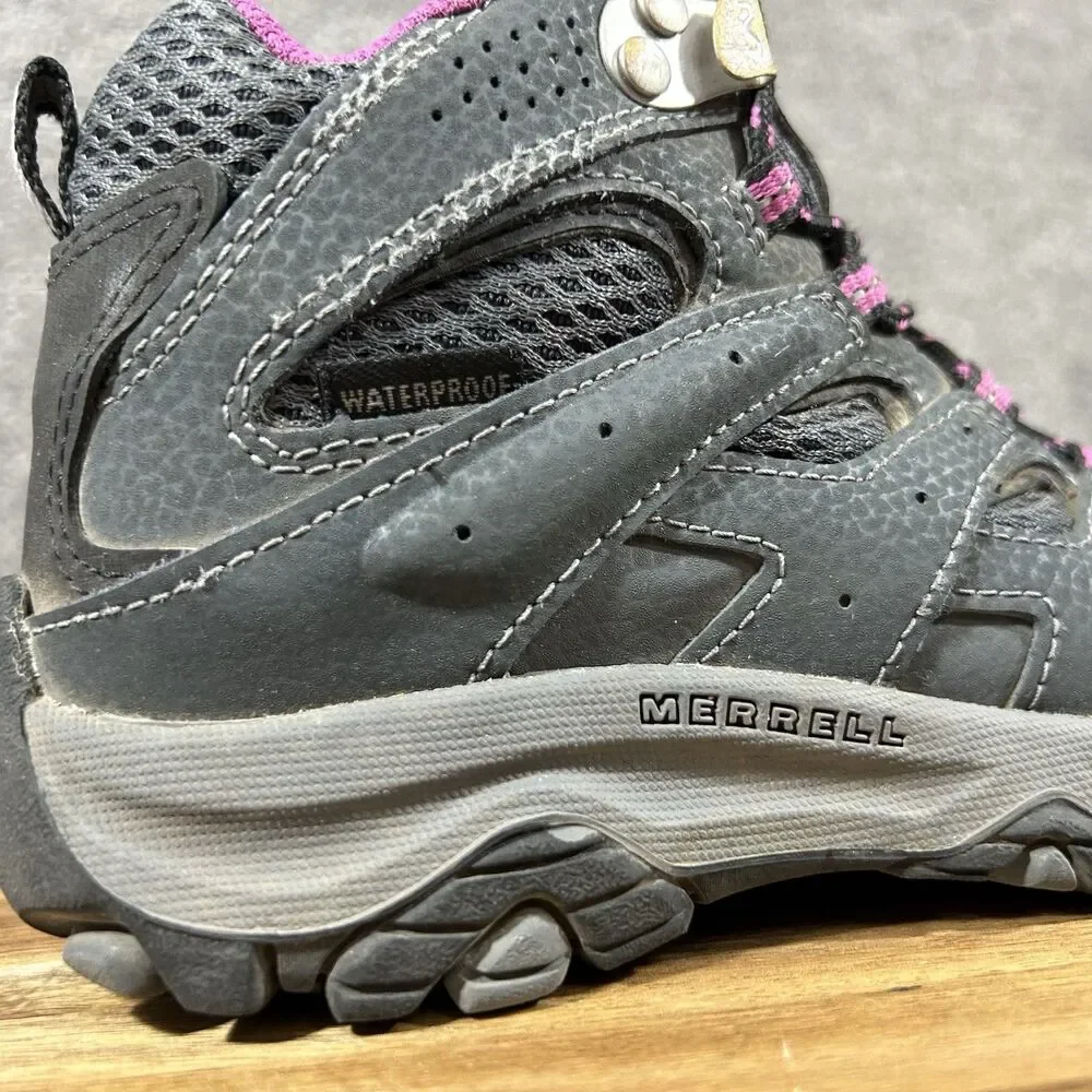 Merrell Moab 3 Mid MK165703 Kids Size 12 Granite Berry Hiking Trail Shoes Used